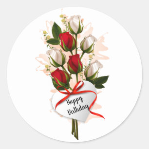 Glücklicher Geburtstag Rosen Klassischer Rundaufkl Runder Aufkleber