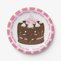 Glücklicher Geburtstag Schokolade Kawaii Kuchen