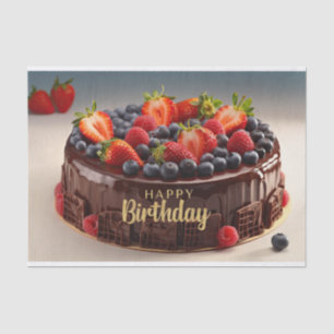 Glücklicher Geburtstag Schokoladen-Fruchtkuchen  Seidenpapier