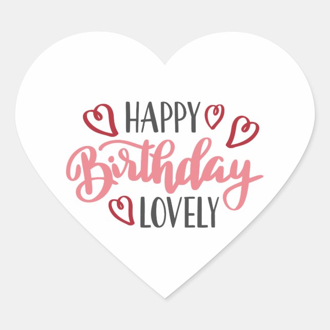 glücklicher Geburtstag schön Herz-Aufkleber (Vorderseite)