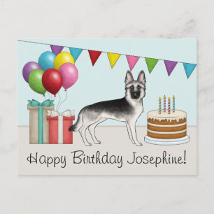 Glücklicher Geburtstag Silber-Sable-Deutscher-Scha Postkarte