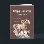 Glücklicher Geburtstag Sister Ride Pferde Zitat Karte<br><div class="desc">Dinge Sie Liebe Glücklich Geburtstag Schwester für diejenigen,  die Reiten Liebe</div>