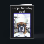 Glücklicher Geburtstag Son Navy Seailor Boxer Dog  Karte<br><div class="desc">Glücklicher Geburtstag Son Navy Segler Boxer Dog Grußkarte</div>