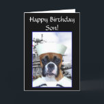 Glücklicher Geburtstag Son Navy Seailor Boxer Dog  Karte<br><div class="desc">Glücklicher Geburtstag Son Navy Segler Boxer Dog Grußkarte</div>