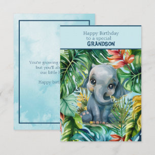 Glücklicher Geburtstag Spezial-Enkel Baby-Elefant Karte