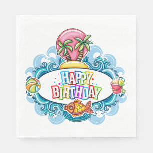 Glücklicher Geburtstag Strand Spaß Papier Serviett Serviette