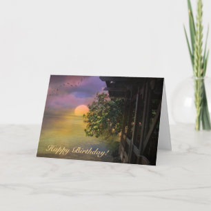 Glücklicher Geburtstag, tropischer Sonnenuntergang Karte