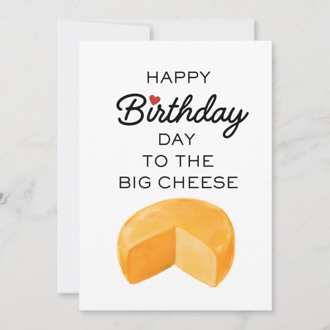 GLÜCKLICHER GEBURTSTAG ZUM GROSSEN KÄSE FEIERTAGSKARTE (Vorderseite)