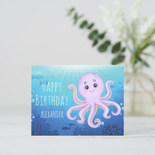Glücklicher Geburtstag zum Unterwasser-Oktopus Postkarte