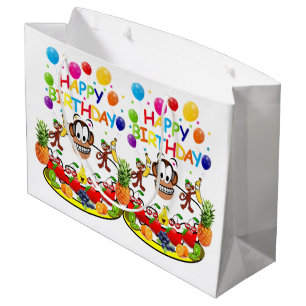 Glücklicher Geburtstagsgeschenk-Beutel-Affe Große Geschenktüte