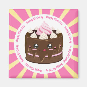 Glücklicher Geburtstagskuchen aus Kawaii Magnet