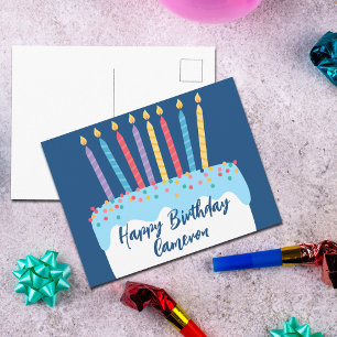 Glücklicher Geburtstagskuchen Trendy Personalisier Postkarte
