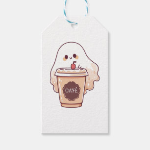 Glücklicher Geist liebt Kaffee Aufkleber Geschenkanhänger