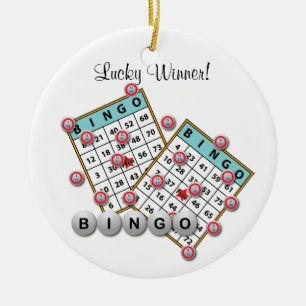 Glücklicher Gewinner Bingo Thema Dedication Keramikornament