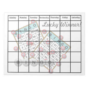 Glücklicher Gewinner Bingo Thema Leere Kalender Notizblock