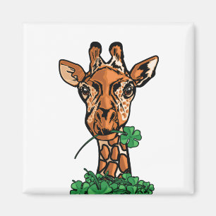 Glücklicher Giraffe Vier-Blatt-Klee Whimsical Safa Magnet