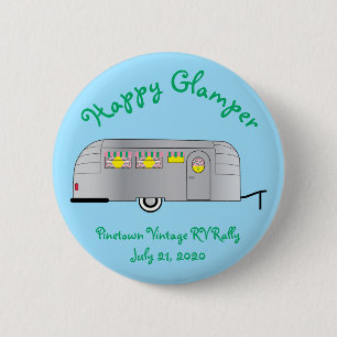 Glücklicher Glamper Vintage Streamline-Anhänger Button