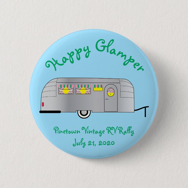 Glücklicher Glamper Vintage Streamline-Anhänger Button (Vorderseite)
