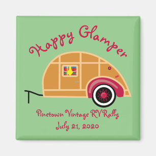 Glücklicher Glamper Woodie Vintage Tränenanhänger Magnet