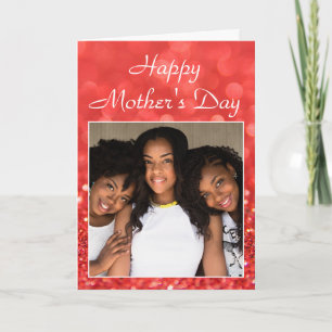 Glücklicher Glitzer Muttertag Foto geerbt Familie Karte