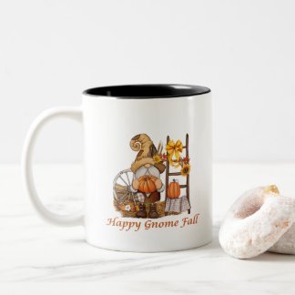 Glücklicher Gnom Herbst mit Gnom bereit für den He Zweifarbige Tasse