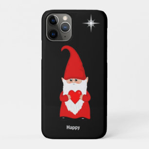 Glücklicher Gnom mit Herz auf Schwarz Case-Mate iPhone Hülle
