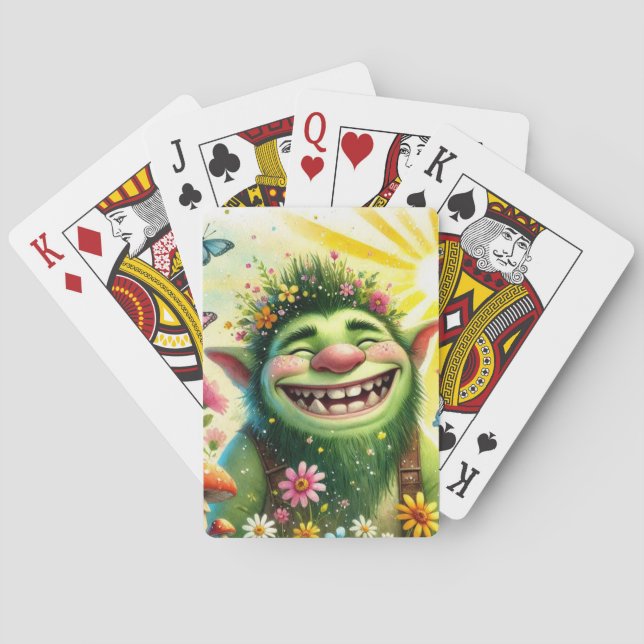 glücklicher Goblin Boy lächeln Spielkarten (Rückseite)