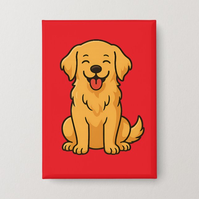 Glücklicher Golden Retriever Hund – Süße Lustige H Button (Vorderseite)