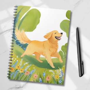 Glücklicher Golden Retriever   Leichte Aquarellkar Notizblock