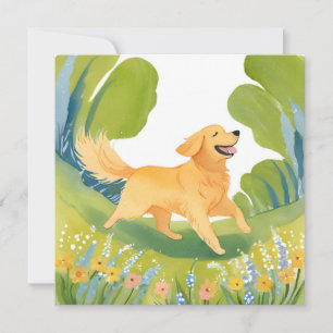 Glücklicher Golden Retriever Leichte Aquarellmal Dankeskarte