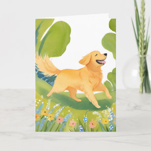 Glücklicher Golden Retriever Leichte Aquarellmal Karte