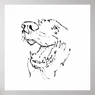 Glücklicher Golden Retriever, Tintenillustration Poster