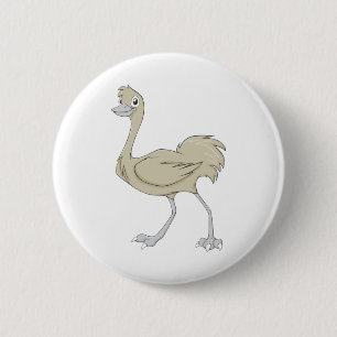 Glücklicher größerer Rhea-Cartoon Button