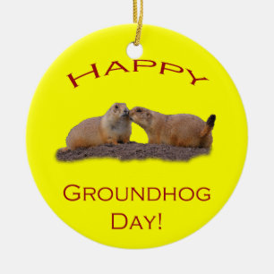 Glücklicher Groundhog Day-Kuss Keramik Ornament