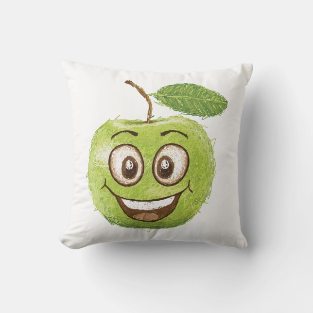 glücklicher grüner Apfel Kissen (Vorderseite)