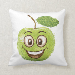glücklicher grüner Apfel Kissen