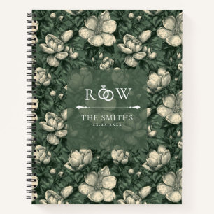 Glücklicher Grüner Gardenien-Blüten-Hochzeit Notizbuch
