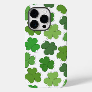 Glücklicher grüner Klee. Kontur Kleeblatt. Case-Mate iPhone 14 Pro Hülle