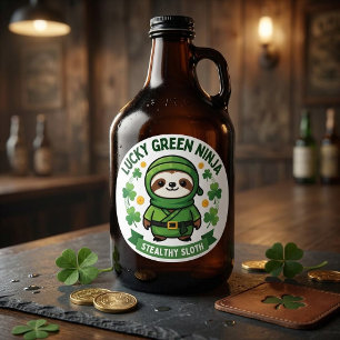 Glücklicher Grüner Ninja Faultier St. Patrick's Da Runder Aufkleber