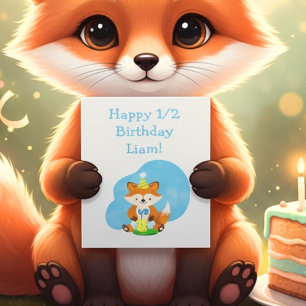 Glücklicher halber Geburtstag Sohn Baby Fuchs zum  Karte