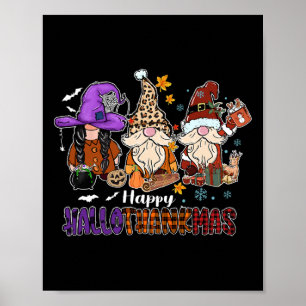 Glücklicher Hallothankmas Gnomeis Halloween-Ernted Poster
