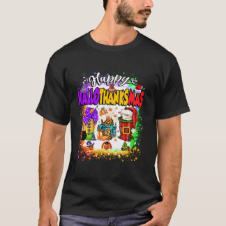 glücklicher Hallothanksmas Glass Halloween-Ernteda T-Shirt