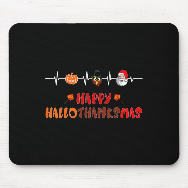 Glücklicher Hallothanksmas Heartbeat Herbst Ernted Mousepad (Vorne)