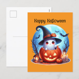 Glücklicher Halloween-Kinderghost Feiertagspostkarte