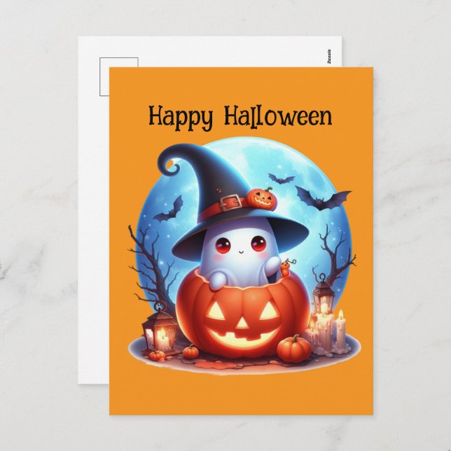 Glücklicher Halloween-Kinderghost Feiertagspostkarte (Vorne/Hinten)