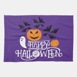 Glücklicher Halloween Kürbis Gespenst Fledermäuse  Geschirrtuch