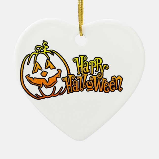 Glücklicher Halloween-Kürbis Jackolantern Keramikornament (Vorne)