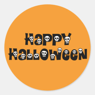 Glücklicher Halloween-Schädel-Aufkleber Runder Aufkleber