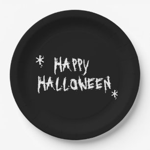 Glücklicher Halloween Schwarz-weißer beängstigende Pappteller