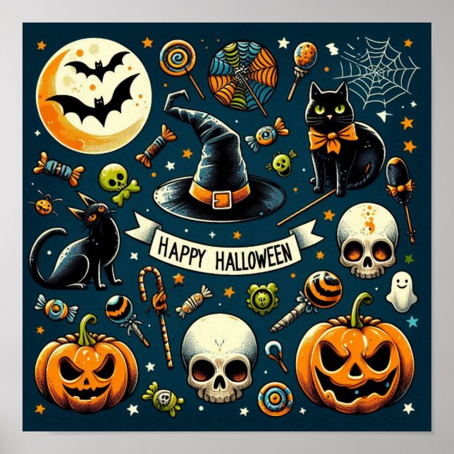 Glücklicher Halloween Spaß & Spooky Poster (Vorne)